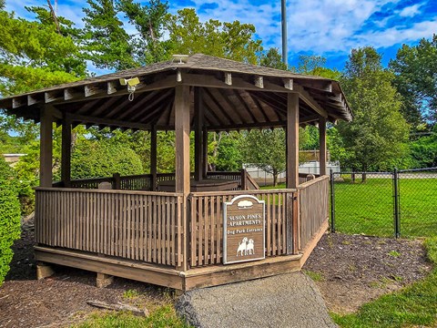 dog park at pet friendly apartment complex