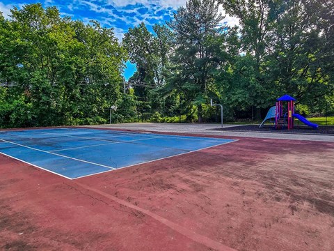 tennis court at apartment community
