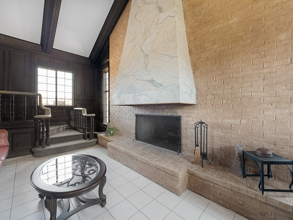 cozy fireplace in Stonehenge clubhouse