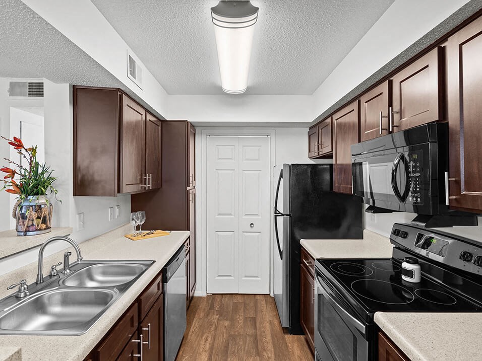 our apartments offer a modern kitchen with stainless steel appliances