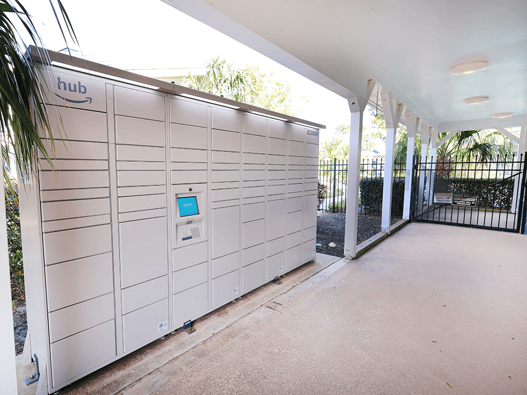 the garage door at the end of the driveway is closed