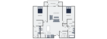 2 bed 2 bath floor plan at the chateau apartment homes