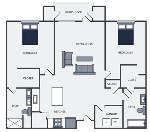 2 bed 2 bath floor plan at the chateau apartment homes
