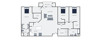3 bed 2 bath floor plan at the chateau apartment homes