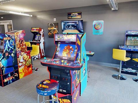 a room filled with video games and arcade games