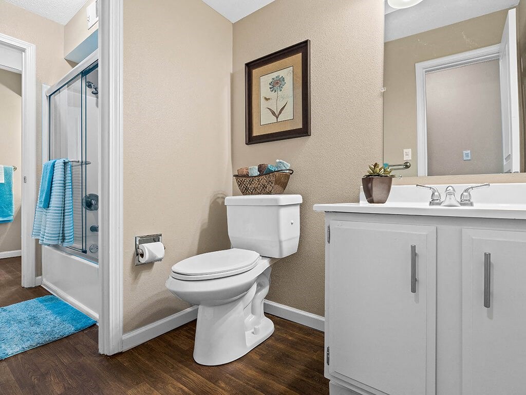 a bathroom with a toilet and a shower and a sink