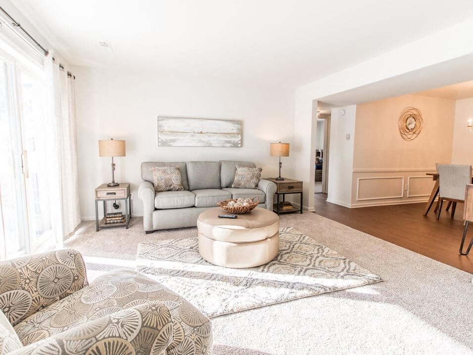 spacious living room at Grand Blanc apartments