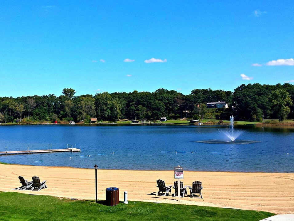 Private beach and dock access at the plaza at lamberton apartments