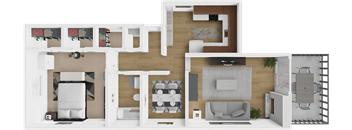 a floor plan of a house with a bedroom and a living room