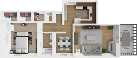 a floor plan of a house with a bedroom and a living room