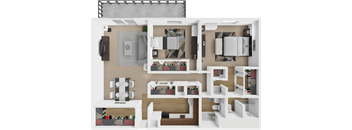 a rendering of a 3d floor plan of a house