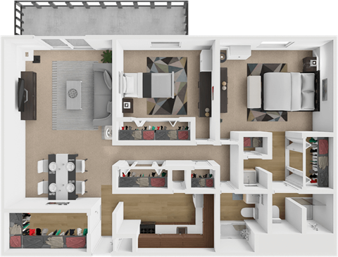 a rendering of a 3d floor plan of a house