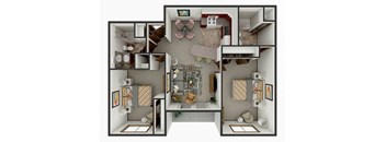 2 bedroom 2 bath apartment floor plan