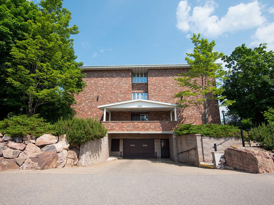 Brick building at tourville apartments