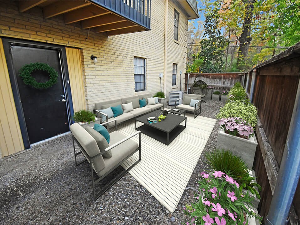 a private patio at apartment