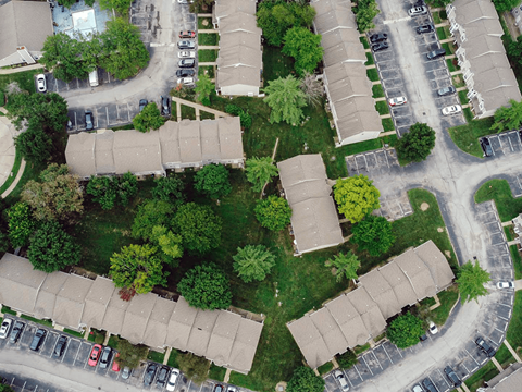 apartment community with trees