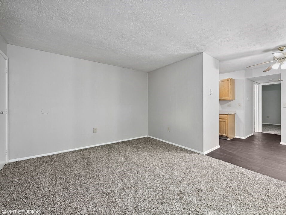 apartment living room with white walls