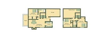 floor plan of 3 bedroom townhome in Topeka KS