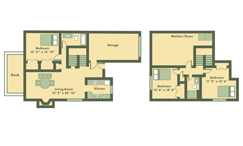 floor plan of 3 bedroom townhome in Topeka KS