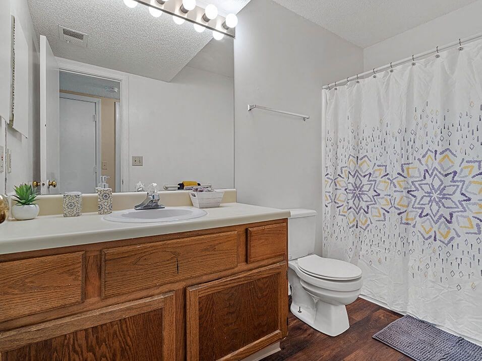 a bathroom with a toilet and a sink and a shower
