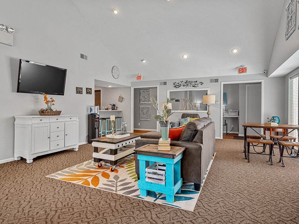 Resident clubhouse with a television