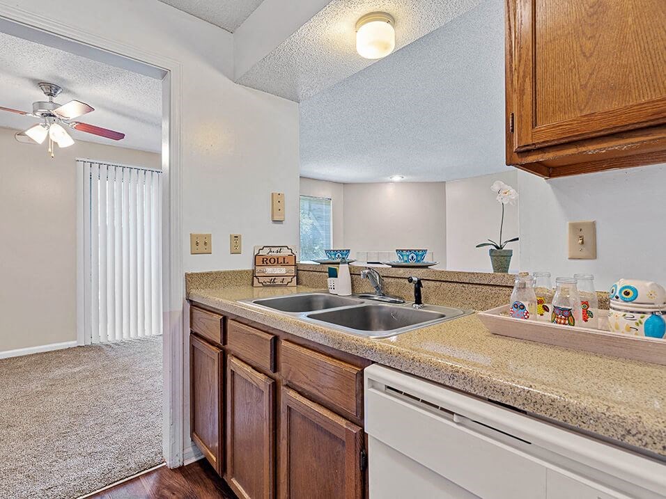 open kitchen with bar counter top