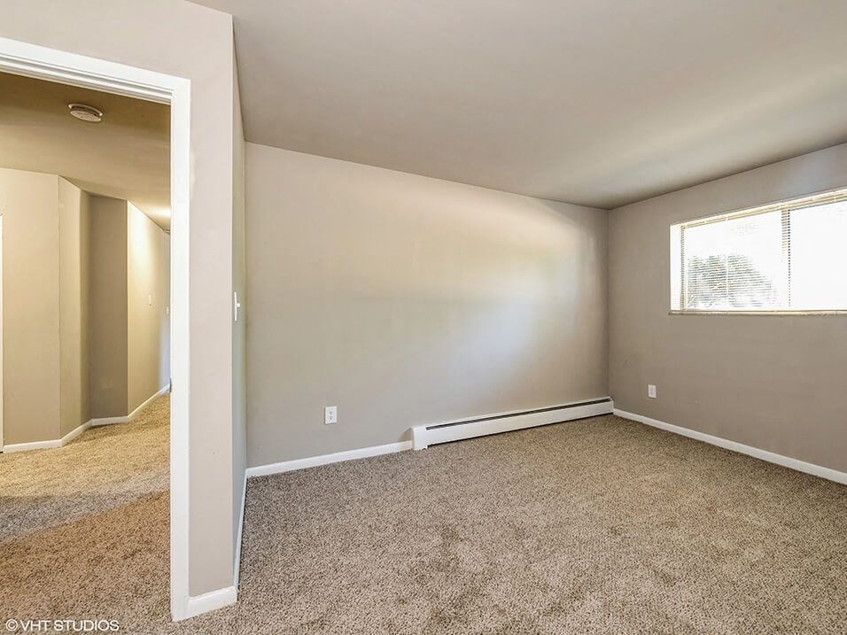 apartment room with carpet and a window