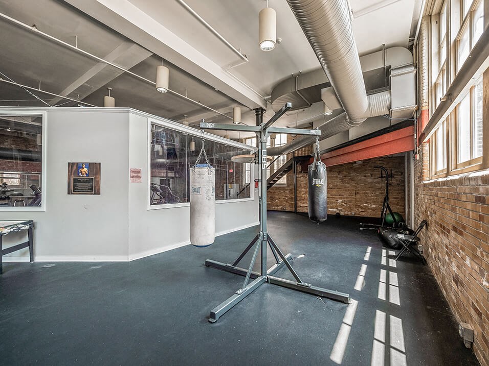 apartment fitness center boxing equipment