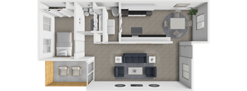 1 bed 1 bath floor plan at West Winds