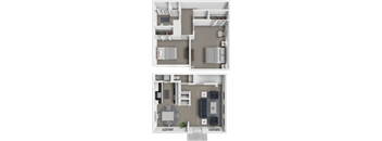 2 bed townhome floor plan at West Winds