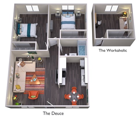 2 Bedroom Floor Plan at The Neon Apartments, Las Vegas, Nevada