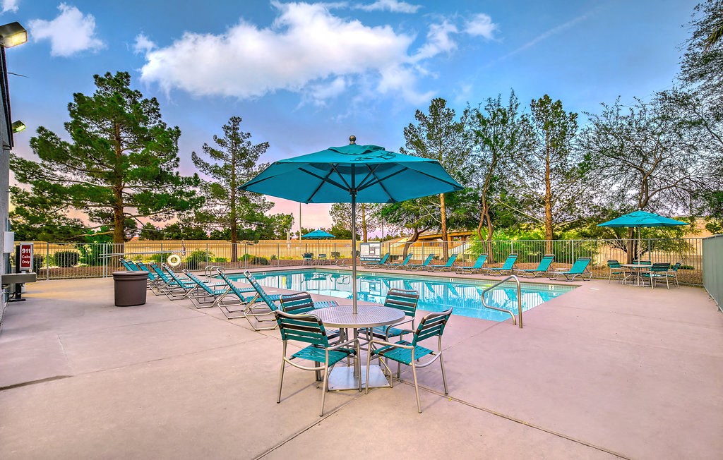 our apartments have a resort style pool and patio
