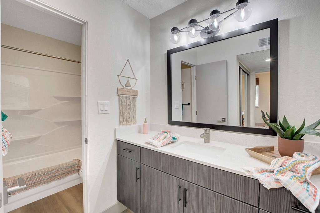 Bathroom With Bathtub at Namaste Apartments, Las Vegas, Nevada