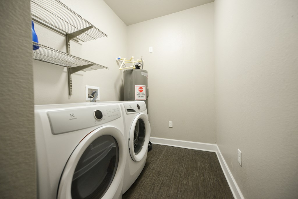 a washer and dryer in a laundry room
