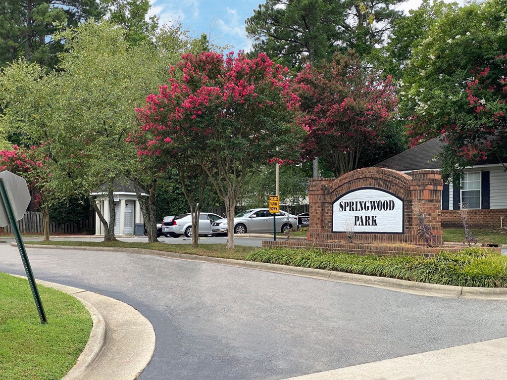 a sign for spalding park in front of a building