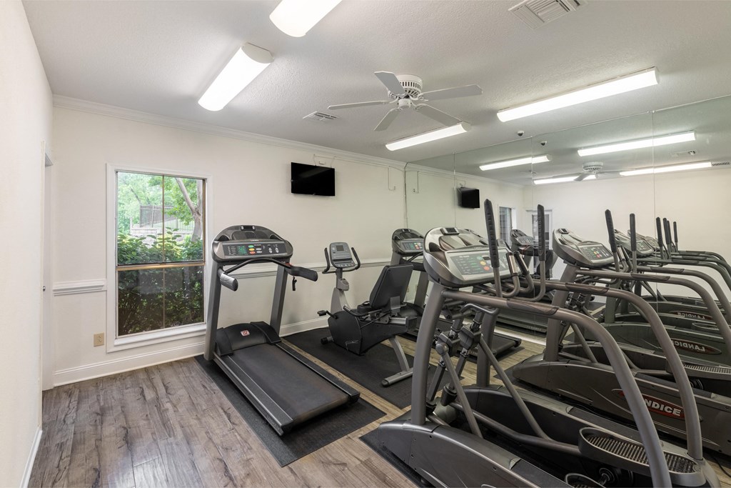 the gym at the heritage at legacy apartments  tx