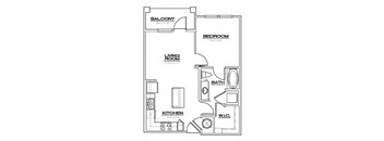 a floor plan of a bedroom apartment with a bathroom and a closet