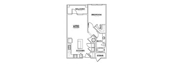 a floor plan of a small house with a bedroom and a bathroom