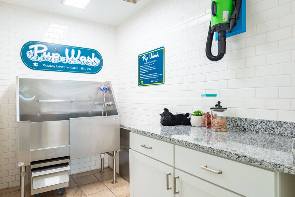 a kitchen with a sink and apron sink