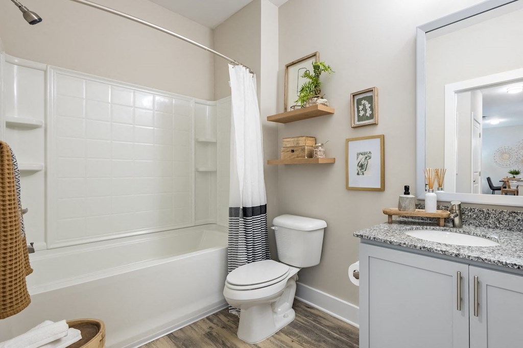 our apartments offer a bathroom with a tub and shower
