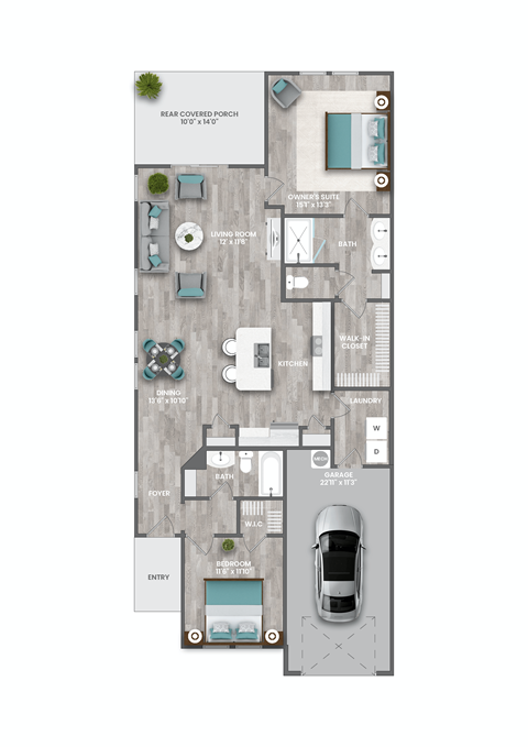 the marquess floor plan  1 bedroom with 2 baths  119
