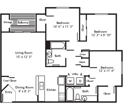 a floor plan of a house with bedrooms and a living room