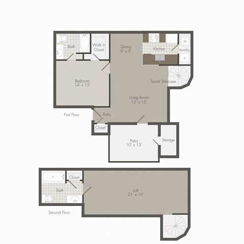 A floor plan of a two-story home with a second floor loft.