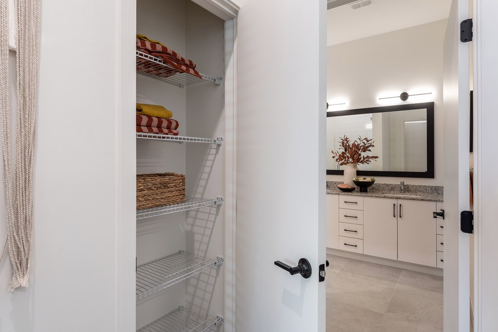 Ample closet storage for all bathroom needs.