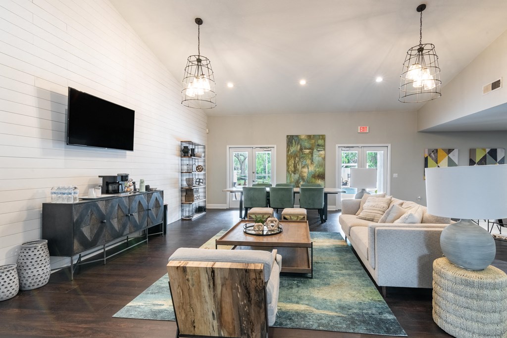 a living room with a couch and a coffee table