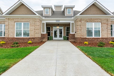 Outside of the Clubhouse with Two Front Doors.