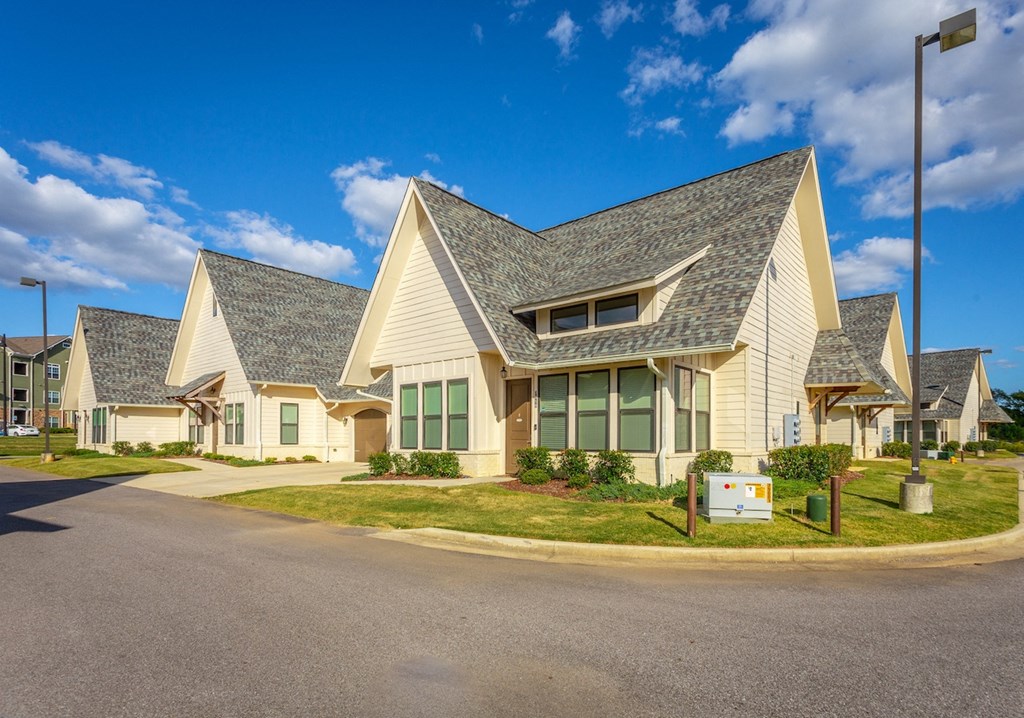 a group of houses in a row