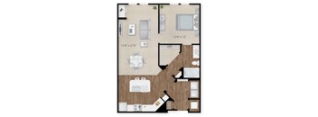 a floor plan of a room with a bedroom and a bathroom