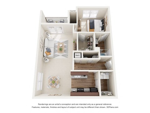 a 1 bedroom floor plan with a bathroom and a living room