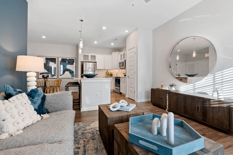 Living room and kitchen